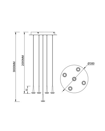 ANDRÓMEDA * Colgante 5xLED 5W 3000K W/T Cristal